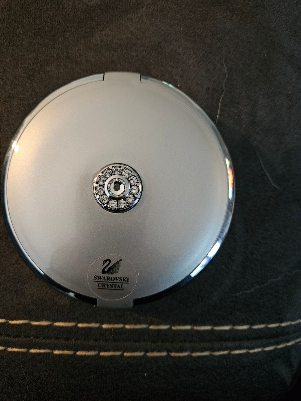 Swarovski Silver Light Up Double Sided Compact Mirror With Magnification